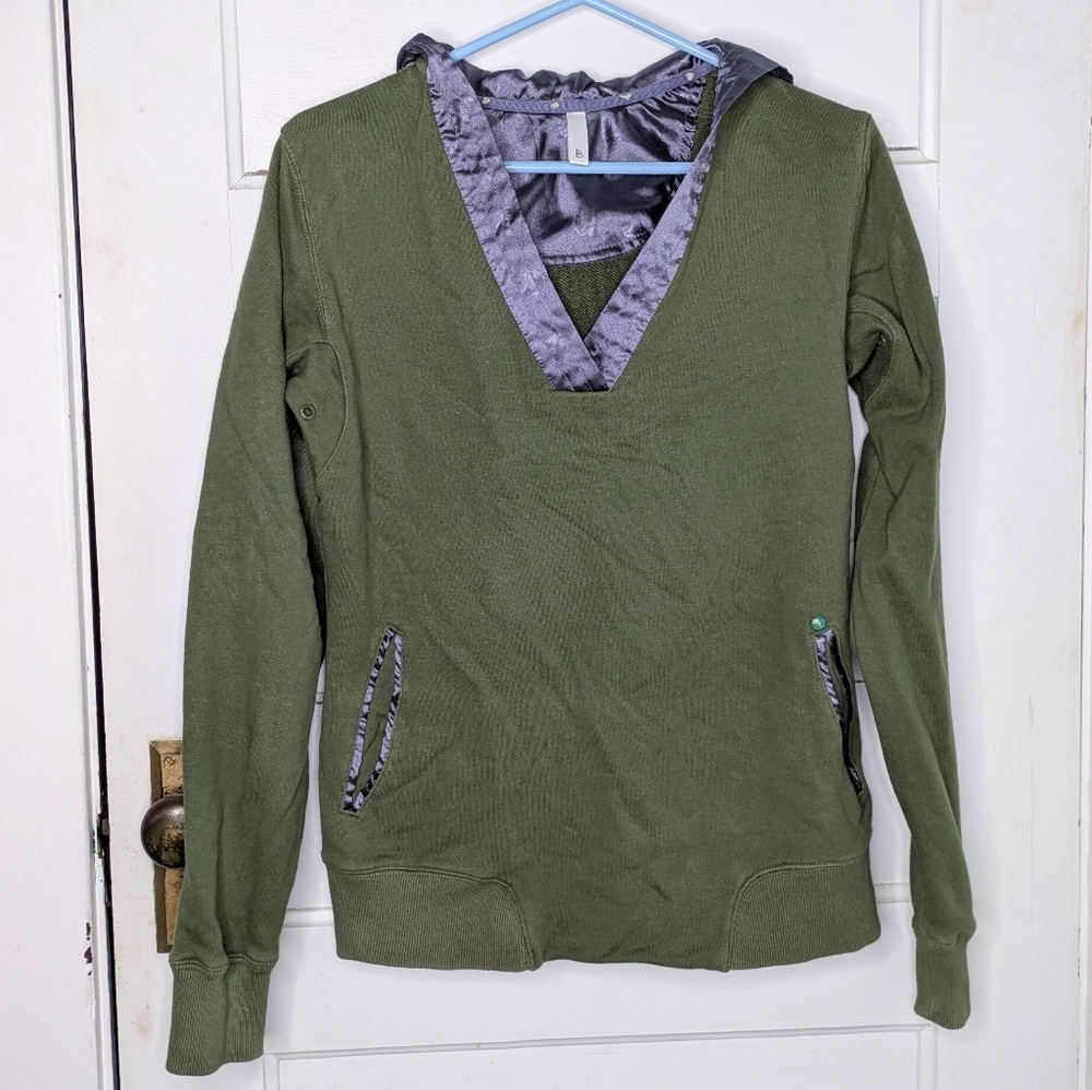 Green B by Burton V-Neck Hoodie with Purple Satin Trim